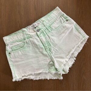 Abercrombie & Fitch Pale Mint Frayed Denim Shorts